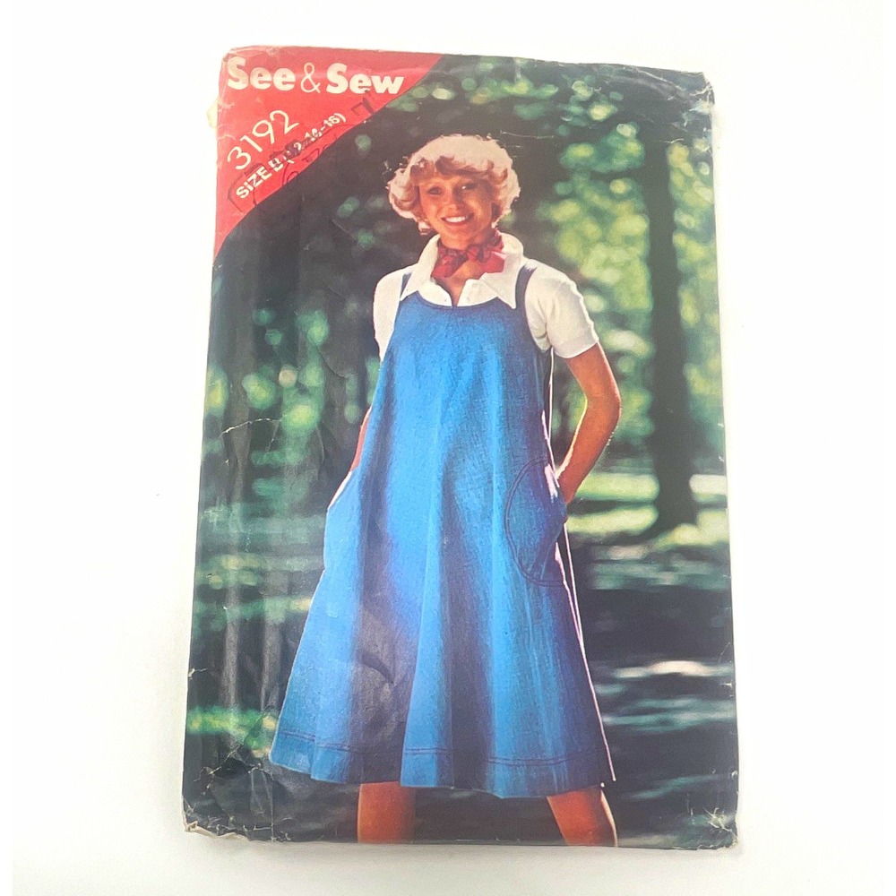 See & Sew by Butterick 3192 VTG Sewing Pattern Misses Dress Jumper Sz 8-16
